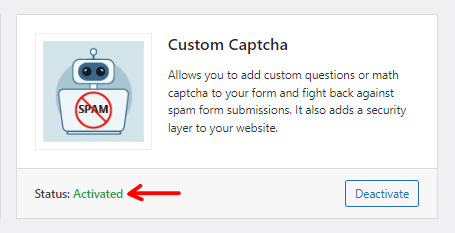 Custom Captcha Addon Activated
