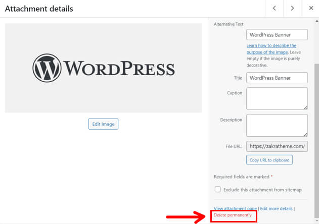 Delete Image from WordPress