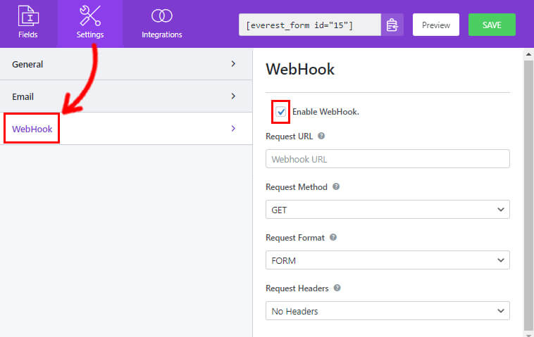 Webhook Settings
