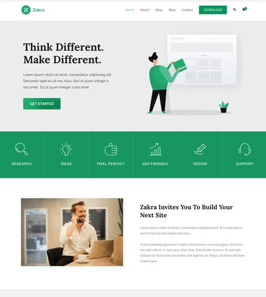 Zakra Theme Demo Site as One of the Best Elementor Themes