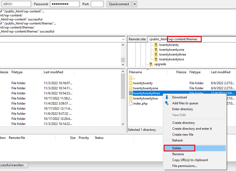 How to Delete Themes from WordPress via FTP