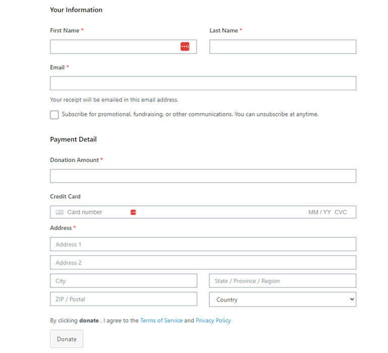 Donation Form Template