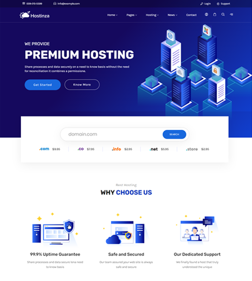 Hostinza Web Hosting WordPress Theme