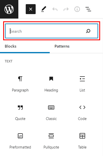 Search Blocks 