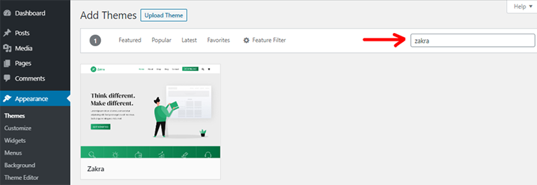 Search Zakra Theme