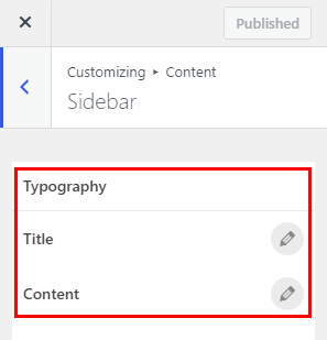 Sidebar Typography Options