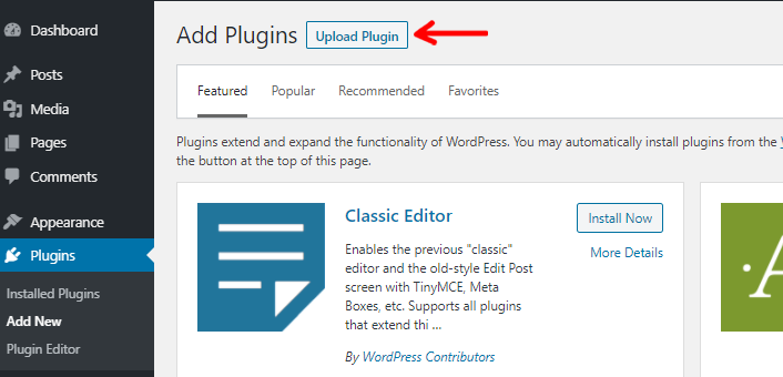 Upload Plugin Button