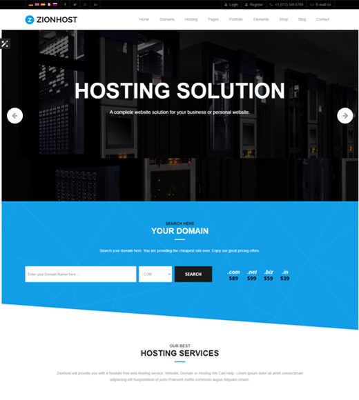 Zionhost Hosting Theme